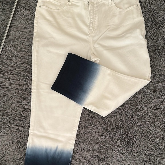 Chico's Cream and Blue Ankle Jeans - Picture 2 of 4